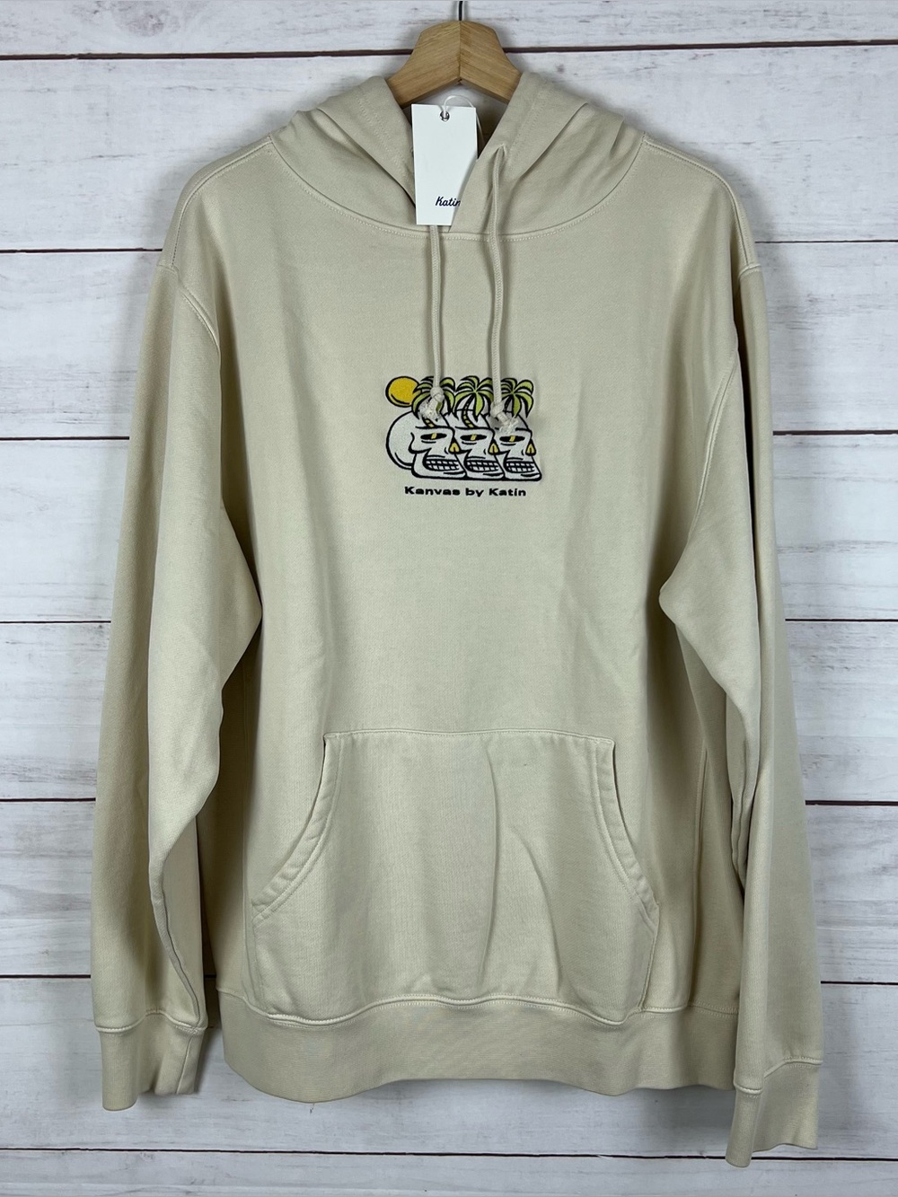 KANVAS BY KATIN Hoodie Sweatshirt Hood Fleece CORTEX Mens LARGE Palm Skulls NWT